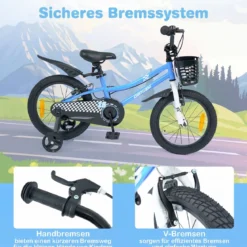 Kinderfahrrad 14/16 Zoll Fahrrad mit Höhenverstellbarem Sattel & Lenker für 3-5/4-7 Jahre Blau/Weiß