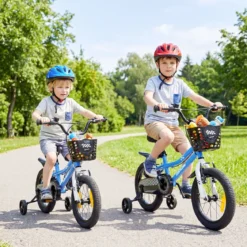Kinderfahrrad 14/16 Zoll Fahrrad mit Höhenverstellbarem Sattel & Lenker für 3-5/4-7 Jahre Blau/Weiß