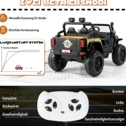 Kinderfahrzeug Akkubetriebenes Elektrofahrzeug mit Fernbedienung 123,5 x 70,3 x 71,3 cm Schwarz