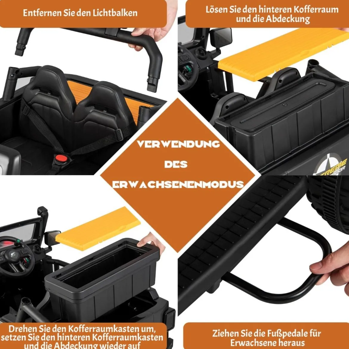 Kinderfahrzeug Akkubetriebenes Elektrofahrzeug mit Fernbedienung 123,5 x 70,3 x 71,3 cm Schwarz