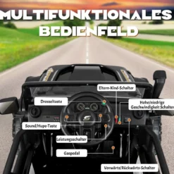 Kinderfahrzeug Akkubetriebenes Elektrofahrzeug mit Fernbedienung 123,5 x 70,3 x 71,3 cm Schwarz