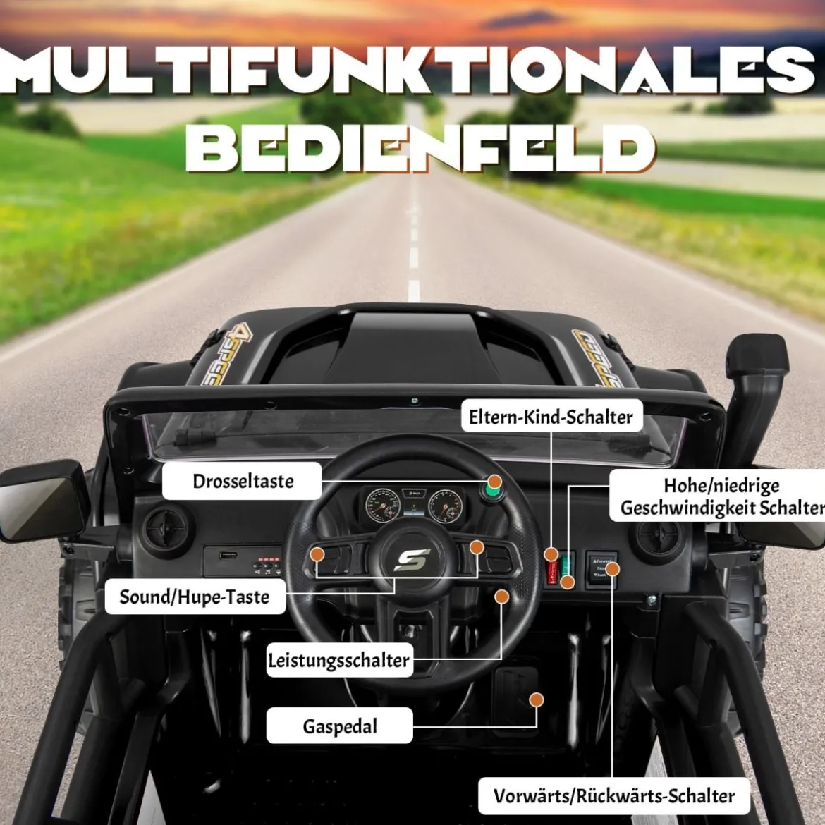 Kinderfahrzeug Akkubetriebenes Elektrofahrzeug mit Fernbedienung 123,5 x 70,3 x 71,3 cm Schwarz