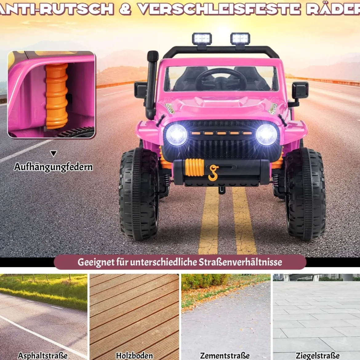 Kinderfahrzeug Akkubetriebenes Elektrofahrzeug mit Fernbedienung 123,5 x 70,3 x 71,3 cm Rosa