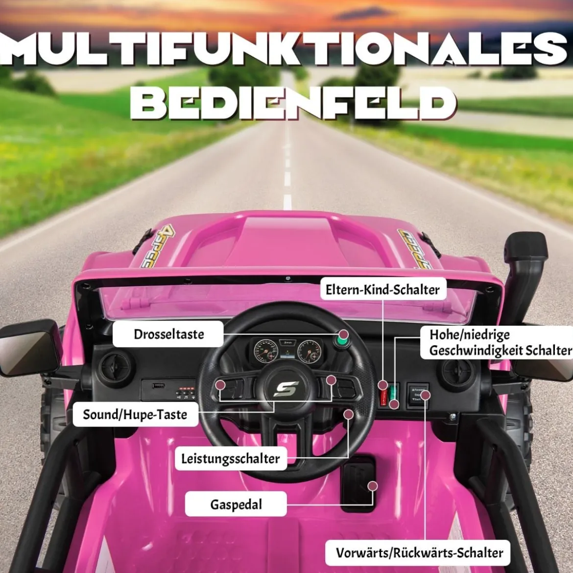 Kinderfahrzeug Akkubetriebenes Elektrofahrzeug mit Fernbedienung 123,5 x 70,3 x 71,3 cm Rosa