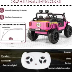 Kinderfahrzeug Akkubetriebenes Elektrofahrzeug mit Fernbedienung 123,5 x 70,3 x 71,3 cm Rosa