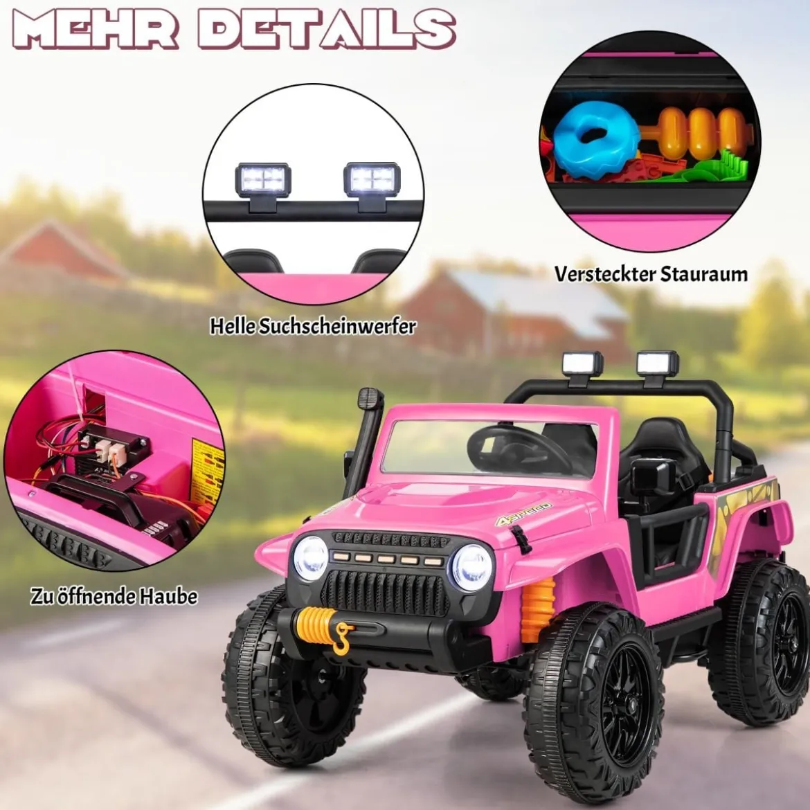 Kinderfahrzeug Akkubetriebenes Elektrofahrzeug mit Fernbedienung 123,5 x 70,3 x 71,3 cm Rosa