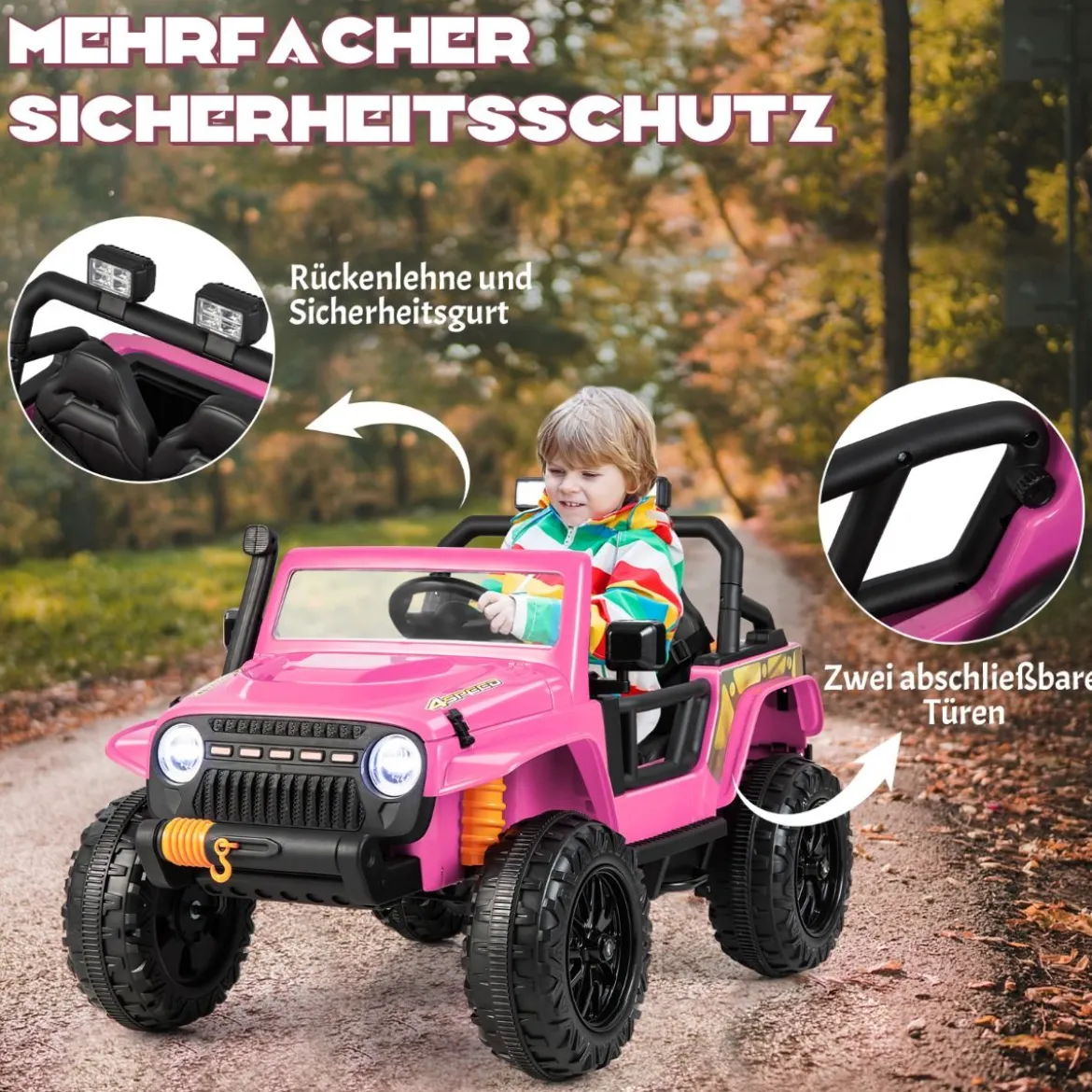 Kinderfahrzeug Akkubetriebenes Elektrofahrzeug mit Fernbedienung 123,5 x 70,3 x 71,3 cm Rosa