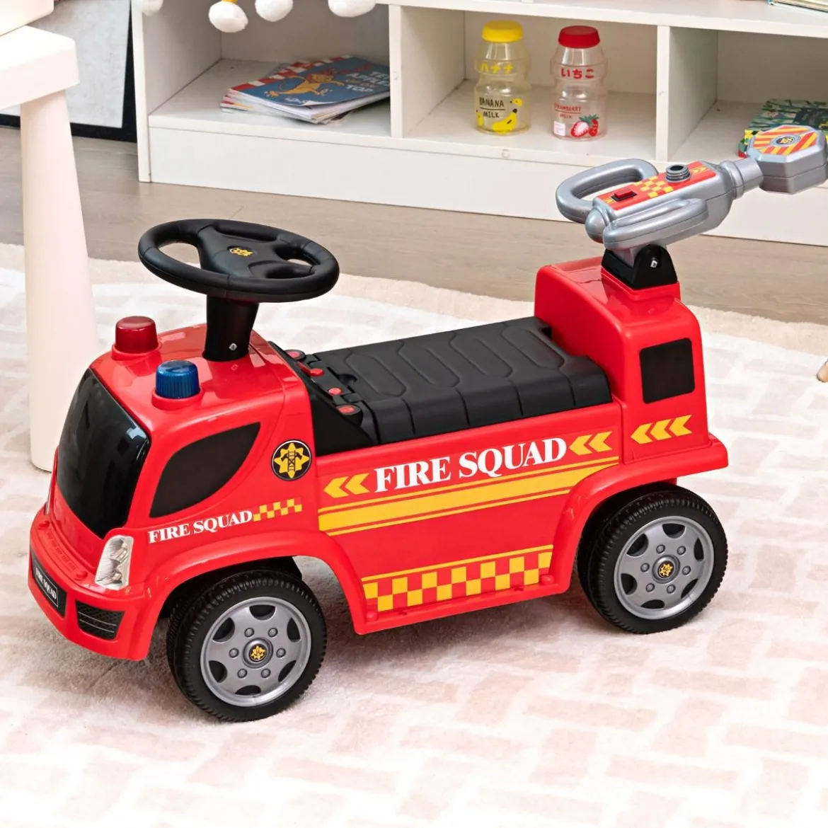 Kinder Feuerwehrauto mit Seifenblasenpistole für Kinder von 18-36 Monaten Rot