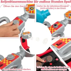 Kinder Feuerwehrauto mit Seifenblasenpistole für Kinder von 18-36 Monaten Rot