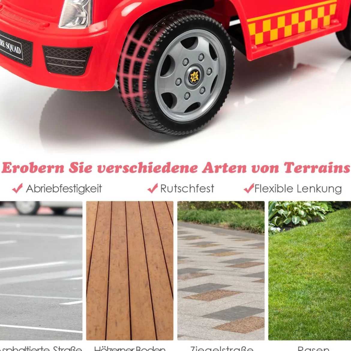 Kinder Feuerwehrauto mit Seifenblasenpistole für Kinder von 18-36 Monaten Rot