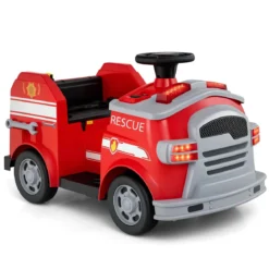 Kinder Feuerwehr Rutschauto 12V Feuerwehrauto mit Schaufel & Feuerlöscher Rutschfahrzeug Rot