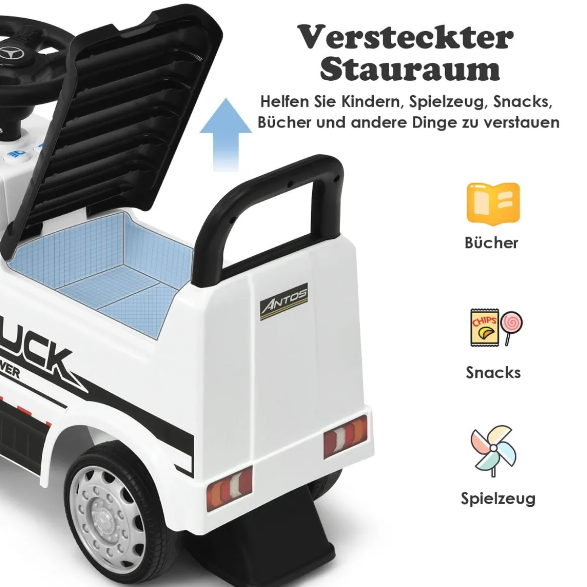 Kindergefährt Mercedes Benz Auto Kinderwagen Spielzeugauto 61,5 x 28,5 x 43 cm Weiß + Schwarz