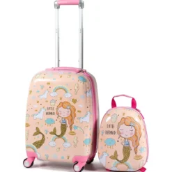 Kindergepäck Meerjungfrau Reisekoffer Kinderkoffer Set mit Rucksack Rosa