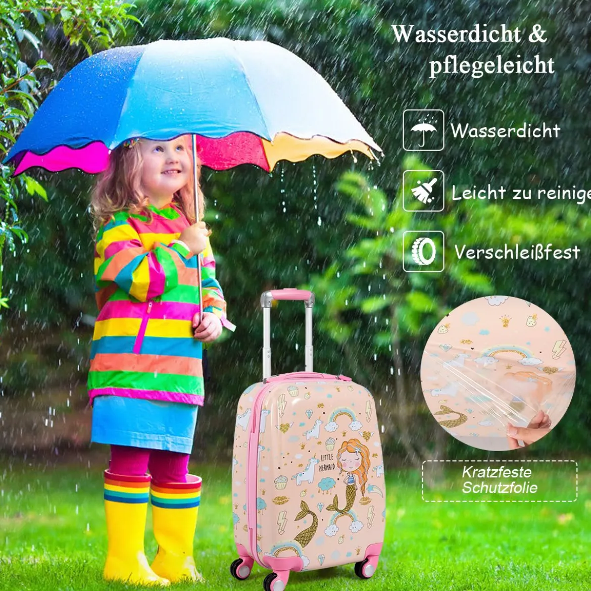 Kindergepäck Meerjungfrau Reisekoffer Kinderkoffer Set mit Rucksack Rosa