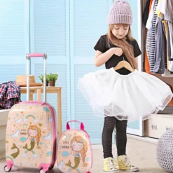 Kindergepäck Meerjungfrau Reisekoffer Kinderkoffer Set mit Rucksack Rosa