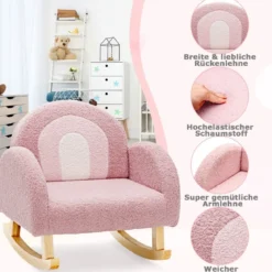 Kinder Gepolsterter Schaukelstuhl mit Massivholzbeinen Rosa
