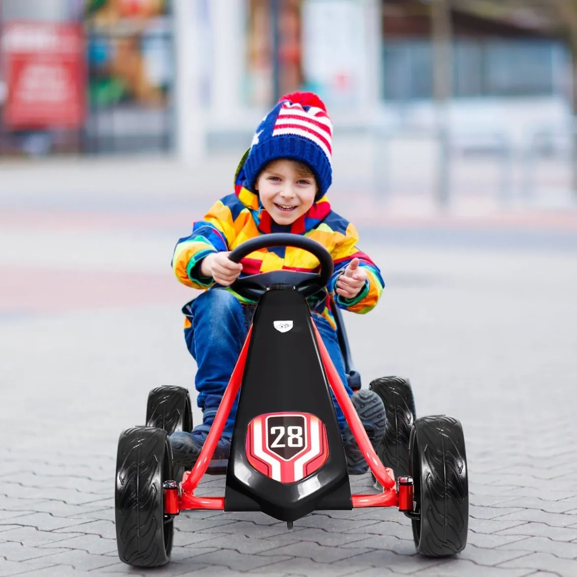 Kinder Gokart Kinder-Kart mit verstellbarem Sitz Kindergefährt 104 x 59 x 62 cm Schwarz