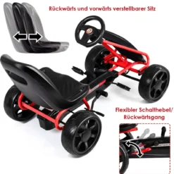 Kinder Gokart Kinder-Kart mit verstellbarem Sitz Kindergefährt 104 x 59 x 62 cm Schwarz