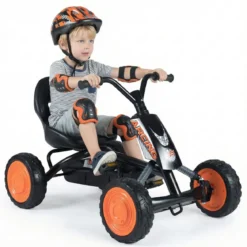 Kinder Gokart Verstellbarer Sitz Pedal Vorwärts Rückwärts Reifen Outdoor für 3-8 Jahre Schwarz