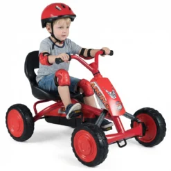 Kinder Gokart Verstellbarer Sitz Pedal Vorwärts Rückwärts Reifen Outdoor für 3-8 Jahre Rot