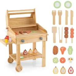 Kinder Grill-Spielset mit Spiel-Lebensmitteln & Grill-Werkzeugen & Zubehör Küchen Set