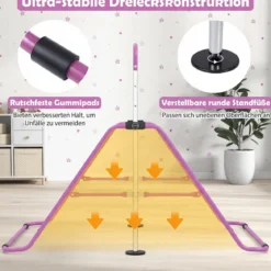 Kinder Gymnastikstange 90-130 cm Höhenverstellbar Faltbare Reckstange Turnstange bis 70 kg Tragbar Violett