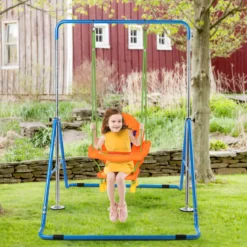 Kinder Gymnastikstange Höhenverstellbar Reckstange 90-130 cm Faltbare Turnstange Blau