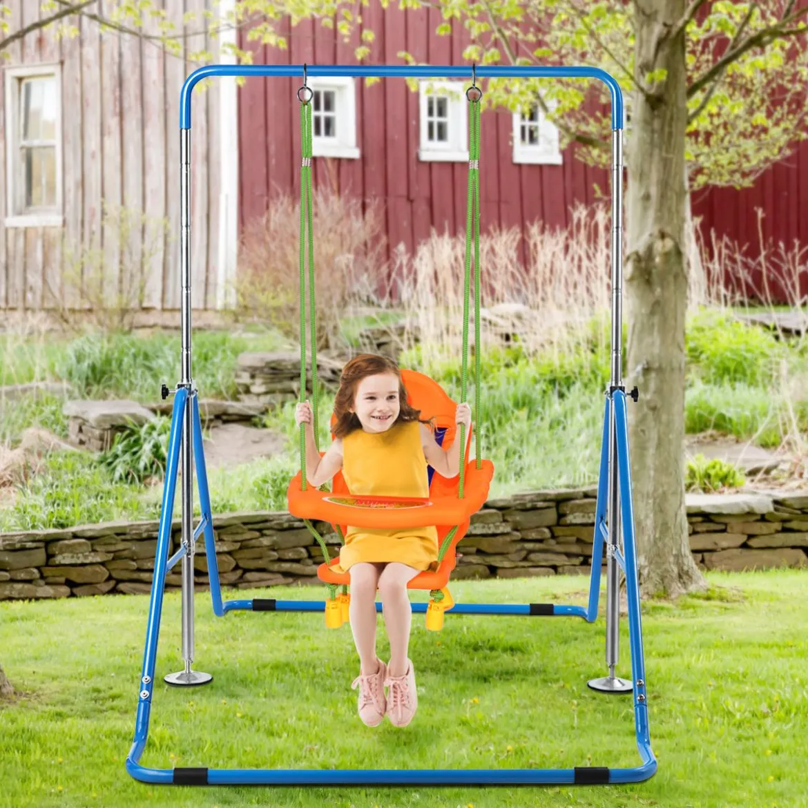 Kinder Gymnastikstange Höhenverstellbar Reckstange 90-130 cm Faltbare Turnstange Blau