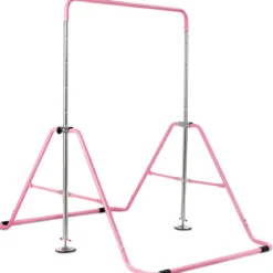 Kinder Gymnastikstange mit Gymnastikmatte Höhenverstellbar Reckstange 90-130 cm Rosa