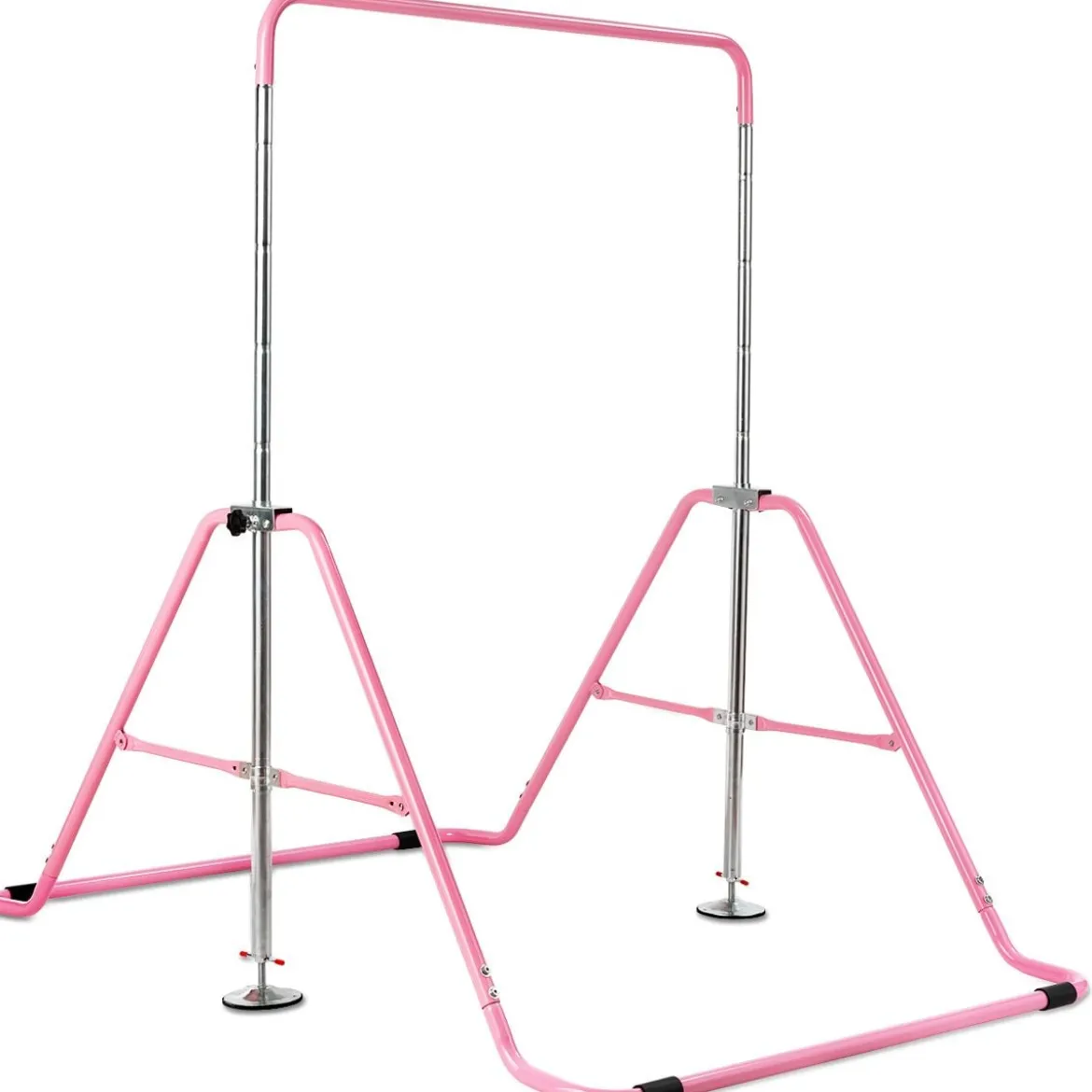 Kinder Gymnastikstange mit Gymnastikmatte Höhenverstellbar Reckstange 90-130 cm Rosa