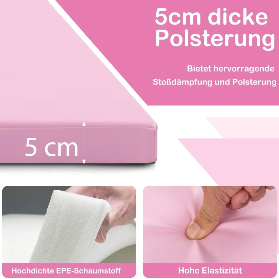 Kinder Gymnastikstange mit Gymnastikmatte Höhenverstellbar Reckstange 90-130 cm Rosa