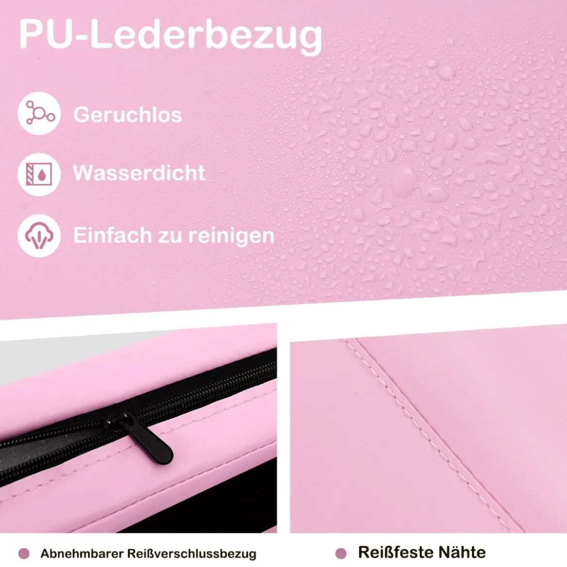 Kinder Gymnastikstange mit Gymnastikmatte Höhenverstellbar Reckstange 90-130 cm Rosa