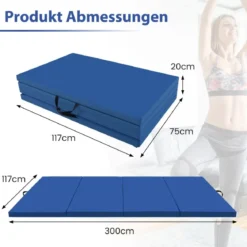 Kinder Gymnastikstange mit Gymnastikmatte Höhenverstellbar Reckstange 90-130 cm Blau