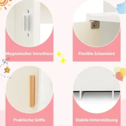 Kinderküche aus Holz mit Dustabzughaube & Kühlschrank & Wasserhahn & Küchenutensilien