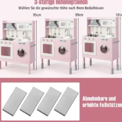 Kinderküche aus Holz mit Spielzubehören & Geräuschen & Lichtern Rosa