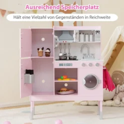 Kinderküche aus Holz mit 16 Spielzubehör für Kinder ab 3 J. 83 x 29 x 103 cm Rosa