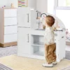 Kinderküche aus Holz mit Utensilien & Wasserhahn & Spüle Telefon & Schränken 78 x 29 x 83 cm Weiß