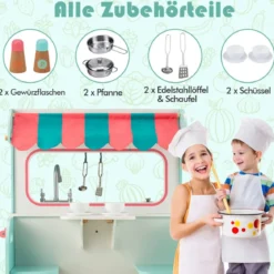 Kinderküche Doppelseitiges Kochspielzeug mit Wasserhahn Spüle Herd Ofen 71 x 53 x 91,5 cm