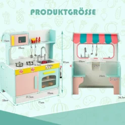 Kinderküche Doppelseitiges Kochspielzeug mit Wasserhahn Spüle Herd Ofen 71 x 53 x 91,5 cm