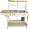 Kinderküche Holz-Spielküchelset mit Herd Spüle Drehknöpfen & Tafel Kinder-Puppenküche Natur