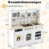 Kinderküche mit Licht & Sound Holz Spielküche mit Herd & Spüle Spielzeugküche inkl. 14 Zubehör Weiß