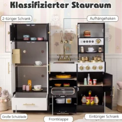 Kinderküche mit Licht & Sound Spielküche mit Herd & Spüle & Wasserhahn Spielzeugküche Holzküche