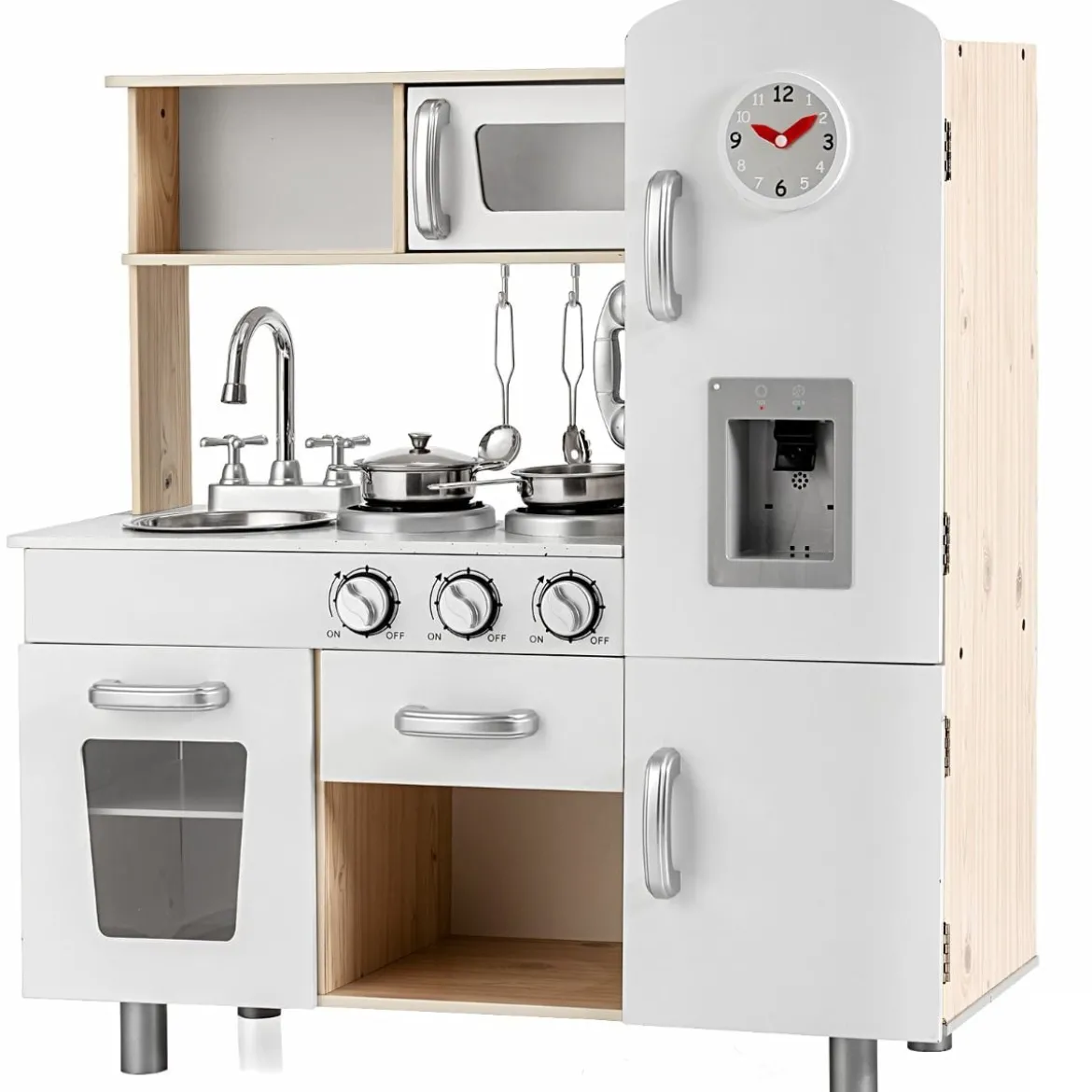 Kinderküche mit Realistischem Licht & Sound & Kühlschrank 72,5 x 29 x 81,5 cm Weiß