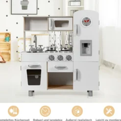 Kinderküche mit Realistischem Licht & Sound & Kühlschrank 72,5 x 29 x 81,5 cm Weiß