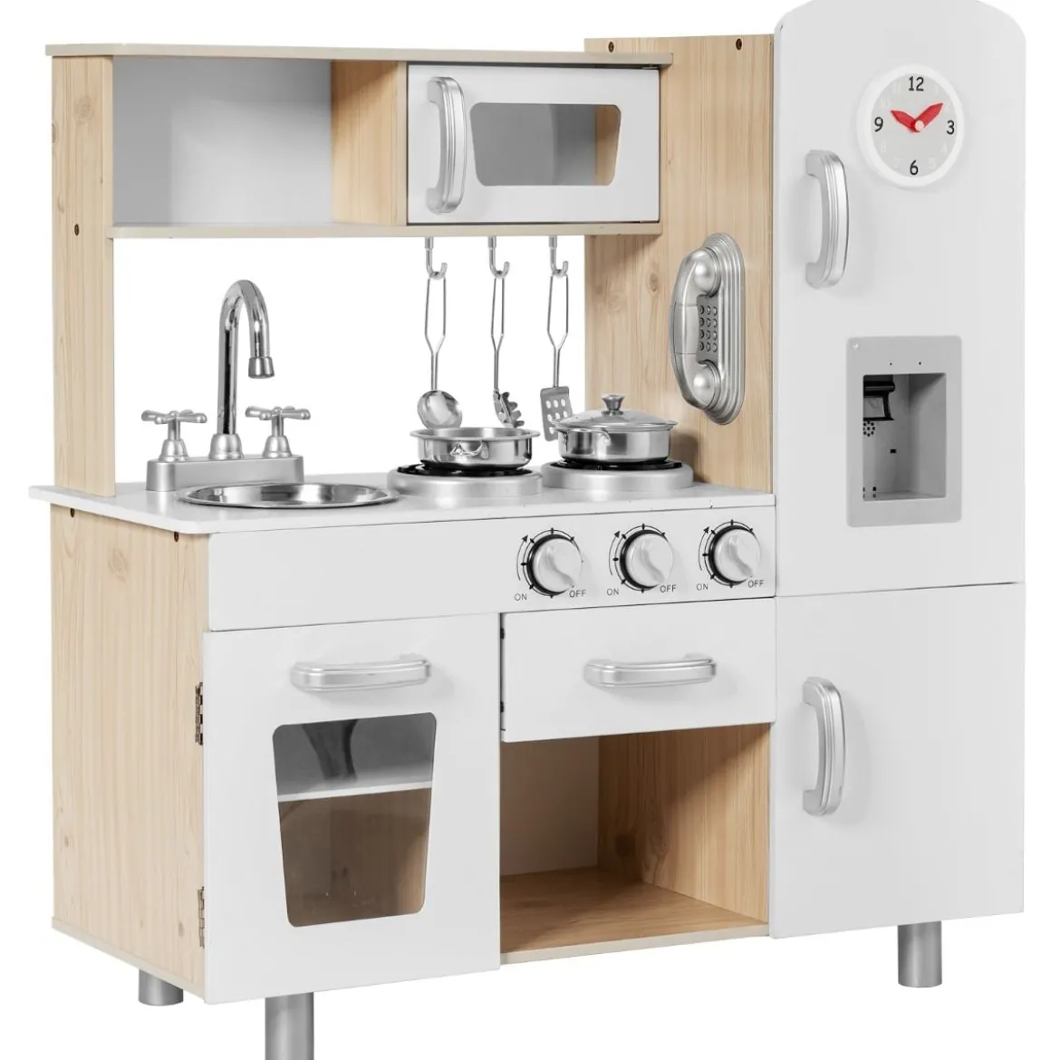 Kinderküche mit Realistischem Licht & Sound & Kühlschrank 72,5 x 29 x 81,5 cm Weiß