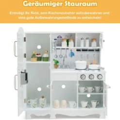 Kinderküche mit Realistischem Licht & Sound & Zubehöre 79 x 30 x 88,5 cm Weiß