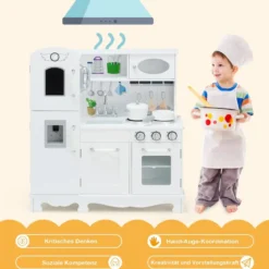 Kinderküche mit Realistischem Licht & Sound & Zubehöre 79 x 30 x 88,5 cm Weiß