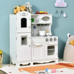 Kinderküche mit Realistischem Licht & Sound & Zubehöre 79 x 30 x 88,5 cm Weiß