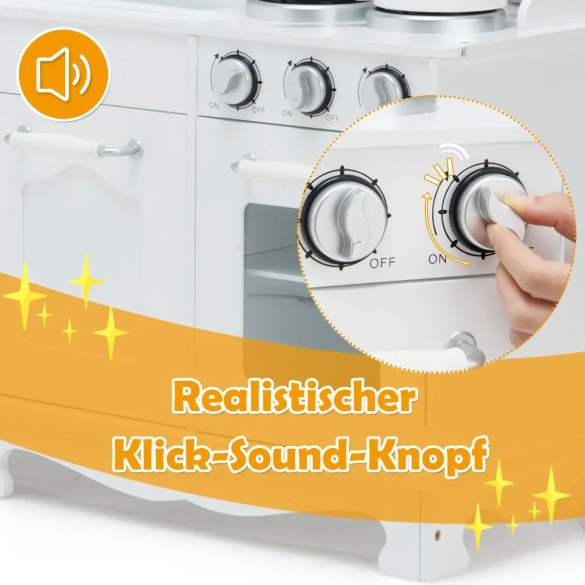 Kinderküche mit Realistischem Licht & Sound & Zubehöre 79 x 30 x 88,5 cm Weiß