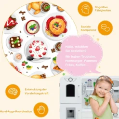 Kinderküche mit Realistischem Licht & Sound & Zubehöre 79 x 30 x 88,5 cm Weiß
